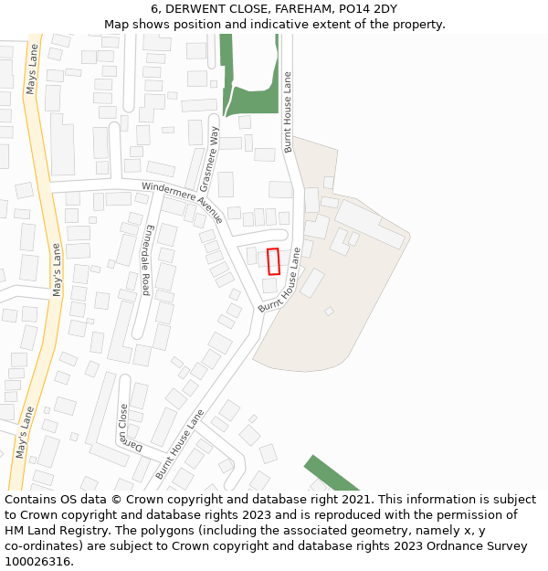 6, DERWENT CLOSE, FAREHAM, PO14 2DY: Location map and indicative extent of plot