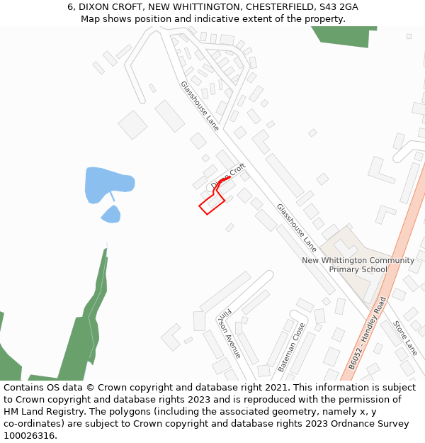 6, DIXON CROFT, NEW WHITTINGTON, CHESTERFIELD, S43 2GA: Location map and indicative extent of plot