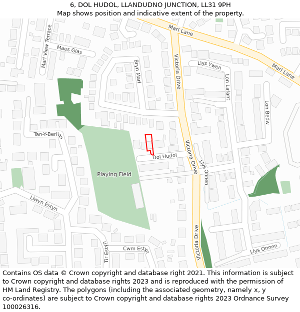 6, DOL HUDOL, LLANDUDNO JUNCTION, LL31 9PH: Location map and indicative extent of plot