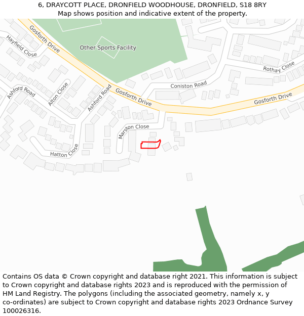 6, DRAYCOTT PLACE, DRONFIELD WOODHOUSE, DRONFIELD, S18 8RY: Location map and indicative extent of plot