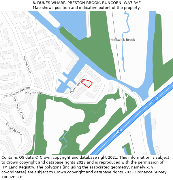 6, DUKES WHARF, PRESTON BROOK, RUNCORN, WA7 3AE: Location map and indicative extent of plot
