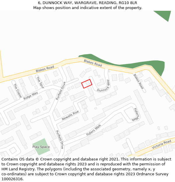 6, DUNNOCK WAY, WARGRAVE, READING, RG10 8LR: Location map and indicative extent of plot