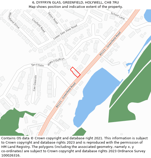 6, DYFFRYN GLAS, GREENFIELD, HOLYWELL, CH8 7RU: Location map and indicative extent of plot