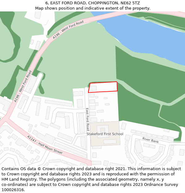 6, EAST FORD ROAD, CHOPPINGTON, NE62 5TZ: Location map and indicative extent of plot