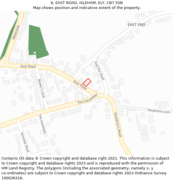 6, EAST ROAD, ISLEHAM, ELY, CB7 5SN: Location map and indicative extent of plot