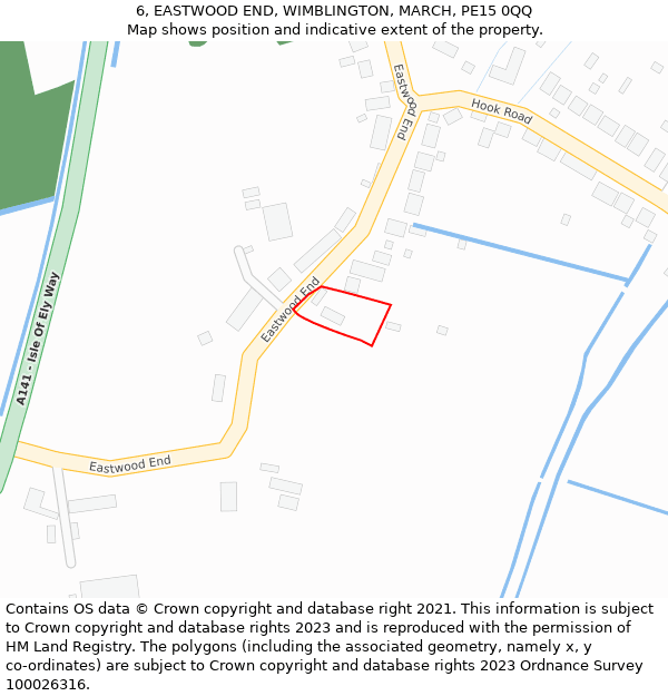 6, EASTWOOD END, WIMBLINGTON, MARCH, PE15 0QQ: Location map and indicative extent of plot