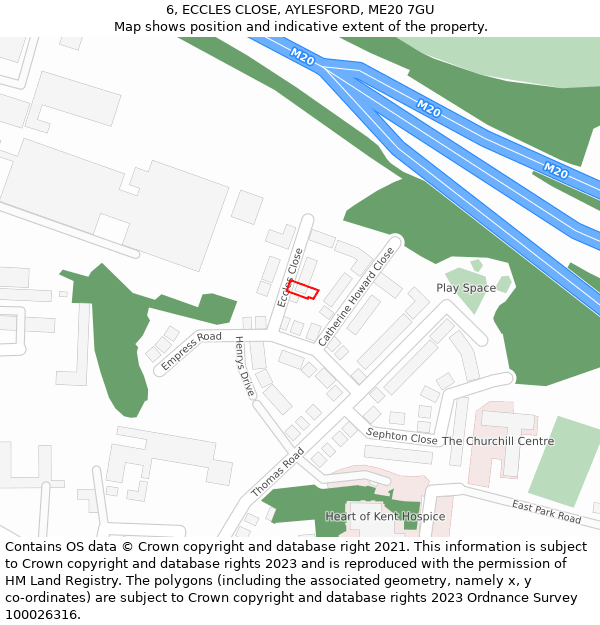 6, ECCLES CLOSE, AYLESFORD, ME20 7GU: Location map and indicative extent of plot