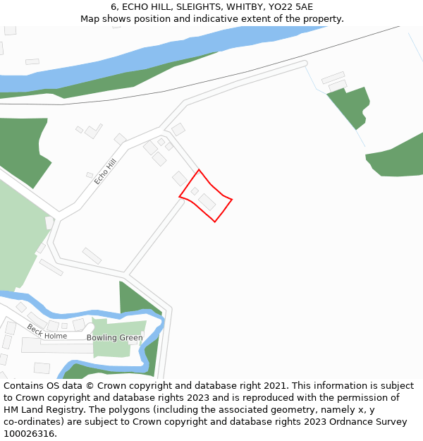 6, ECHO HILL, SLEIGHTS, WHITBY, YO22 5AE: Location map and indicative extent of plot