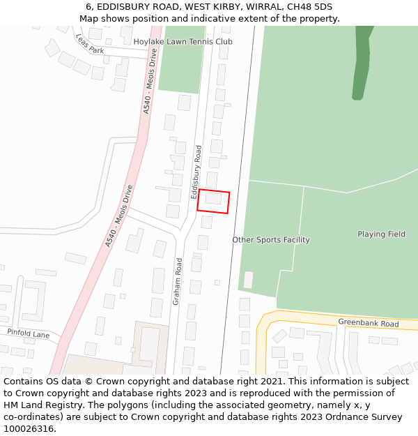 6, EDDISBURY ROAD, WEST KIRBY, WIRRAL, CH48 5DS: Location map and indicative extent of plot