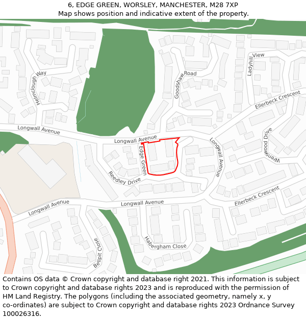 6, EDGE GREEN, WORSLEY, MANCHESTER, M28 7XP: Location map and indicative extent of plot
