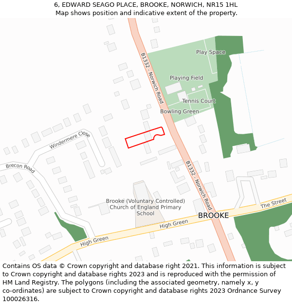 6, EDWARD SEAGO PLACE, BROOKE, NORWICH, NR15 1HL: Location map and indicative extent of plot