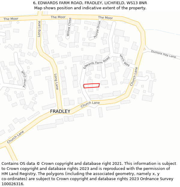 6, EDWARDS FARM ROAD, FRADLEY, LICHFIELD, WS13 8NR: Location map and indicative extent of plot
