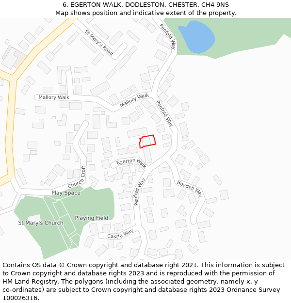 6, EGERTON WALK, DODLESTON, CHESTER, CH4 9NS: Location map and indicative extent of plot