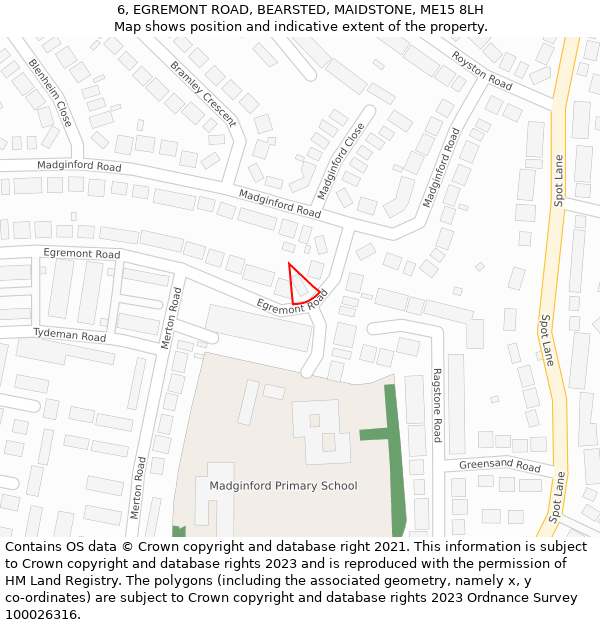 6, EGREMONT ROAD, BEARSTED, MAIDSTONE, ME15 8LH: Location map and indicative extent of plot