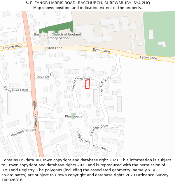 6, ELEANOR HARRIS ROAD, BASCHURCH, SHREWSBURY, SY4 2HQ: Location map and indicative extent of plot