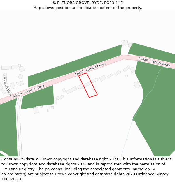 6, ELENORS GROVE, RYDE, PO33 4HE: Location map and indicative extent of plot