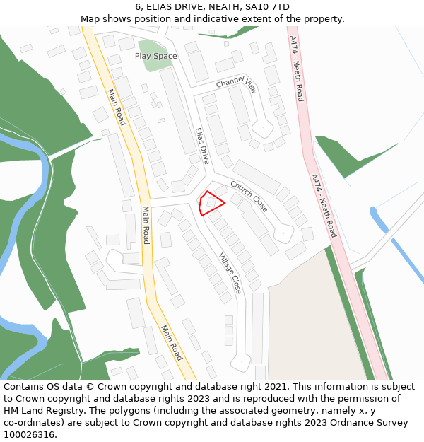 6, ELIAS DRIVE, NEATH, SA10 7TD: Location map and indicative extent of plot