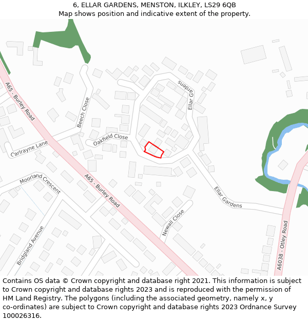 6, ELLAR GARDENS, MENSTON, ILKLEY, LS29 6QB: Location map and indicative extent of plot