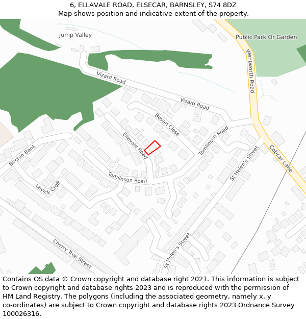 6, ELLAVALE ROAD, ELSECAR, BARNSLEY, S74 8DZ: Location map and indicative extent of plot