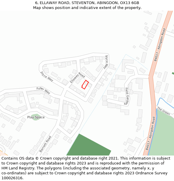 6, ELLAWAY ROAD, STEVENTON, ABINGDON, OX13 6GB: Location map and indicative extent of plot