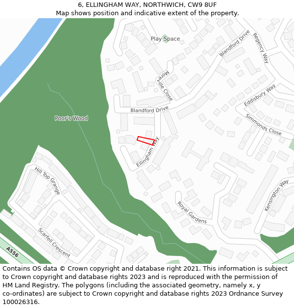 6, ELLINGHAM WAY, NORTHWICH, CW9 8UF: Location map and indicative extent of plot