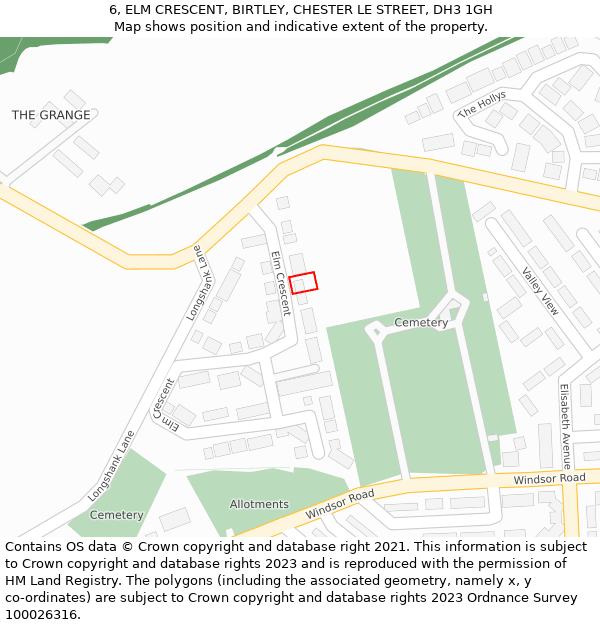 6, ELM CRESCENT, BIRTLEY, CHESTER LE STREET, DH3 1GH: Location map and indicative extent of plot