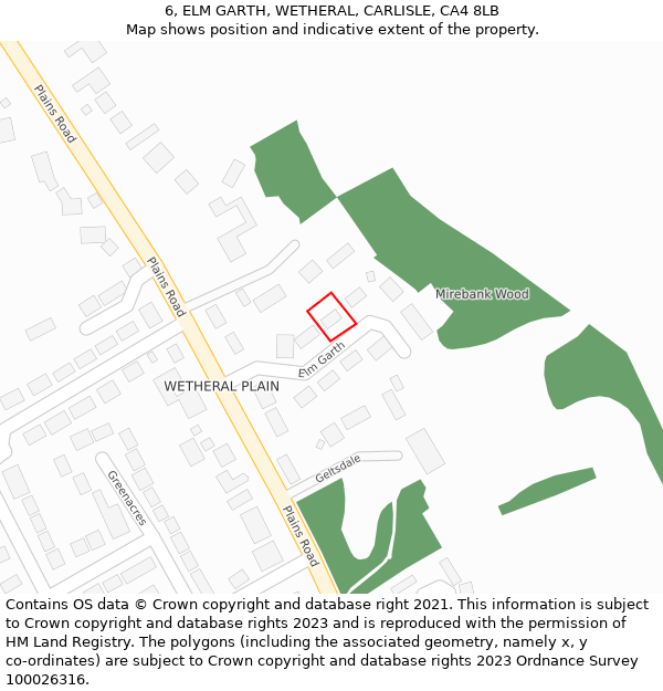 6, ELM GARTH, WETHERAL, CARLISLE, CA4 8LB: Location map and indicative extent of plot