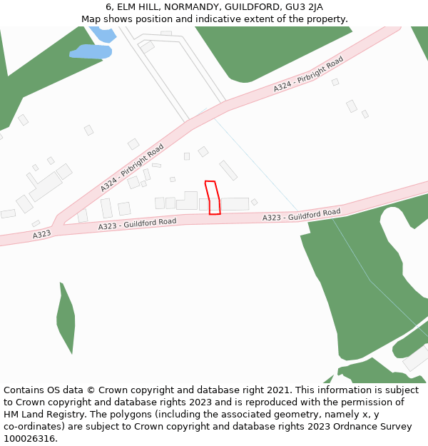 6, ELM HILL, NORMANDY, GUILDFORD, GU3 2JA: Location map and indicative extent of plot