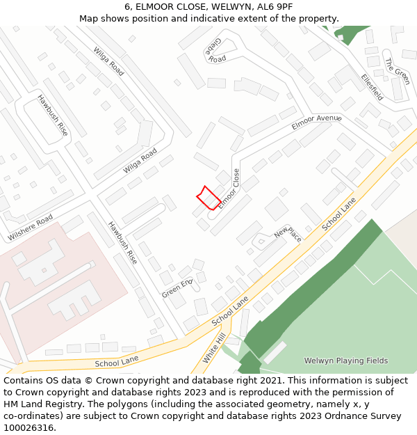 6, ELMOOR CLOSE, WELWYN, AL6 9PF: Location map and indicative extent of plot