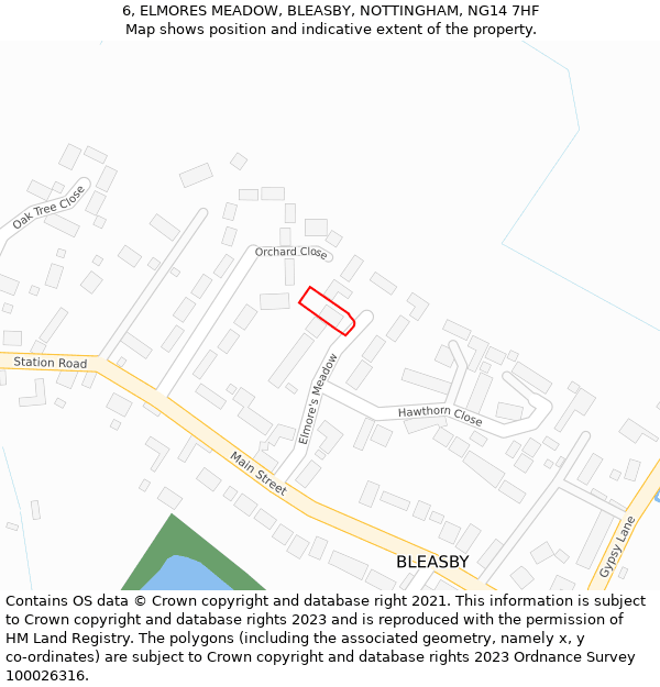 6, ELMORES MEADOW, BLEASBY, NOTTINGHAM, NG14 7HF: Location map and indicative extent of plot