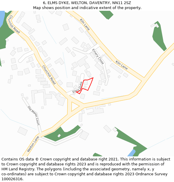 6, ELMS DYKE, WELTON, DAVENTRY, NN11 2SZ: Location map and indicative extent of plot