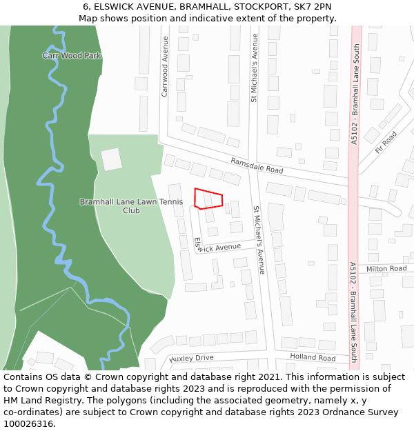 6, ELSWICK AVENUE, BRAMHALL, STOCKPORT, SK7 2PN: Location map and indicative extent of plot