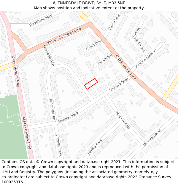 6, ENNERDALE DRIVE, SALE, M33 5NE: Location map and indicative extent of plot