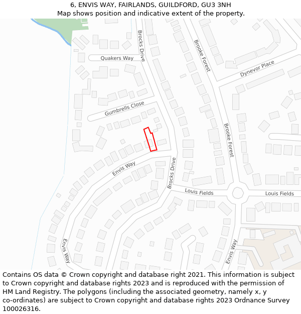 6, ENVIS WAY, FAIRLANDS, GUILDFORD, GU3 3NH: Location map and indicative extent of plot