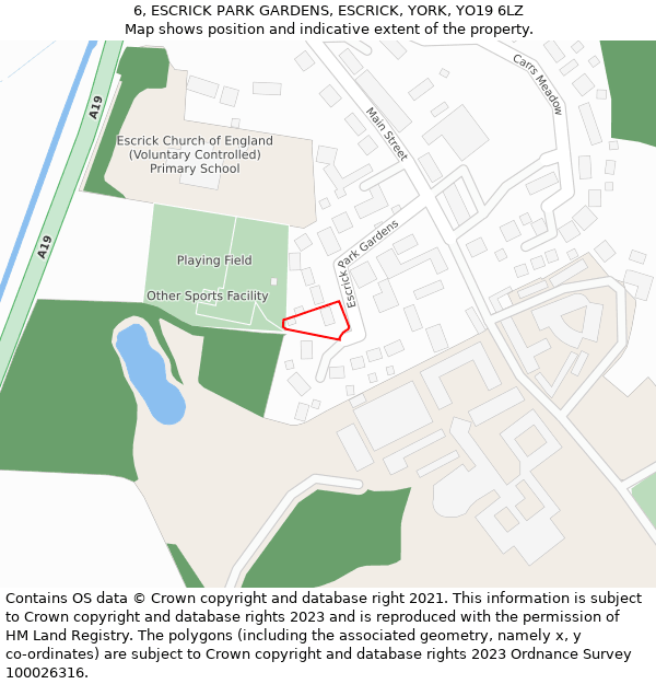 6, ESCRICK PARK GARDENS, ESCRICK, YORK, YO19 6LZ: Location map and indicative extent of plot