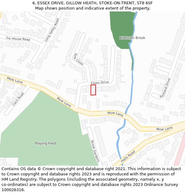 6, ESSEX DRIVE, GILLOW HEATH, STOKE-ON-TRENT, ST8 6SF: Location map and indicative extent of plot