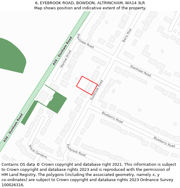 6, EYEBROOK ROAD, BOWDON, ALTRINCHAM, WA14 3LR: Location map and indicative extent of plot