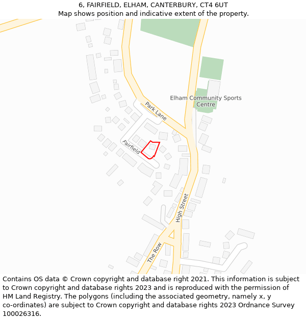 6, FAIRFIELD, ELHAM, CANTERBURY, CT4 6UT: Location map and indicative extent of plot