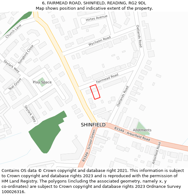 6, FAIRMEAD ROAD, SHINFIELD, READING, RG2 9DL: Location map and indicative extent of plot