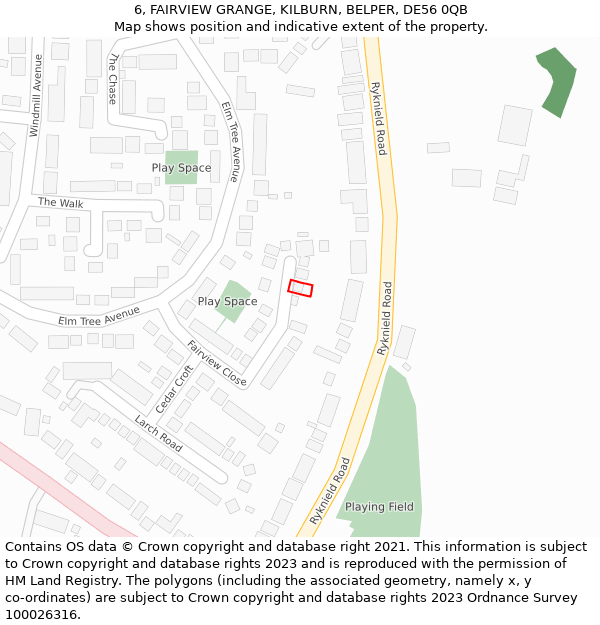 6, FAIRVIEW GRANGE, KILBURN, BELPER, DE56 0QB: Location map and indicative extent of plot