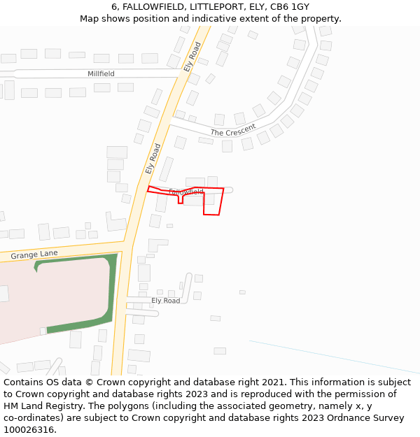 6, FALLOWFIELD, LITTLEPORT, ELY, CB6 1GY: Location map and indicative extent of plot