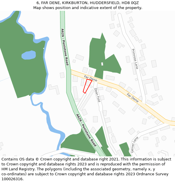 6, FAR DENE, KIRKBURTON, HUDDERSFIELD, HD8 0QZ: Location map and indicative extent of plot