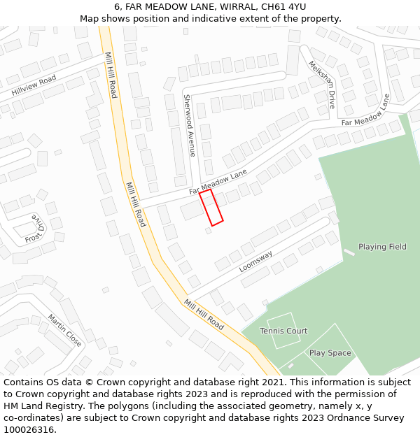 6, FAR MEADOW LANE, WIRRAL, CH61 4YU: Location map and indicative extent of plot