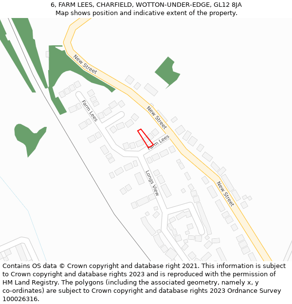 6, FARM LEES, CHARFIELD, WOTTON-UNDER-EDGE, GL12 8JA: Location map and indicative extent of plot