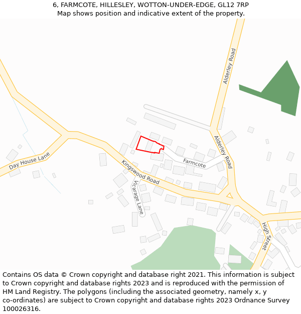 6, FARMCOTE, HILLESLEY, WOTTON-UNDER-EDGE, GL12 7RP: Location map and indicative extent of plot