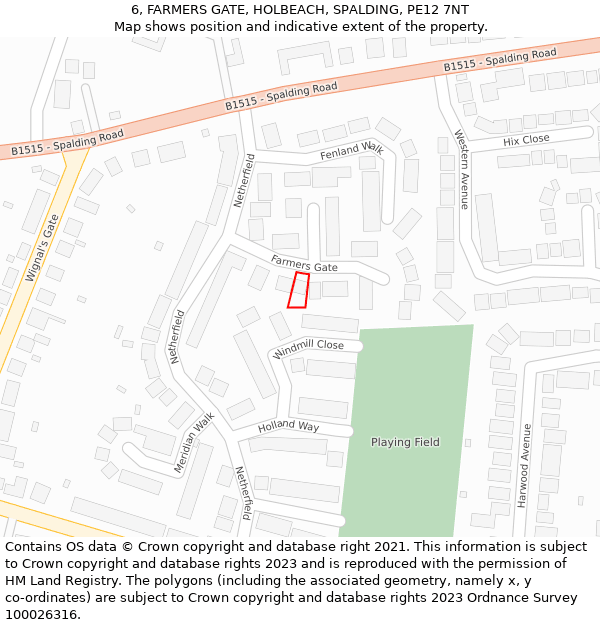 6, FARMERS GATE, HOLBEACH, SPALDING, PE12 7NT: Location map and indicative extent of plot