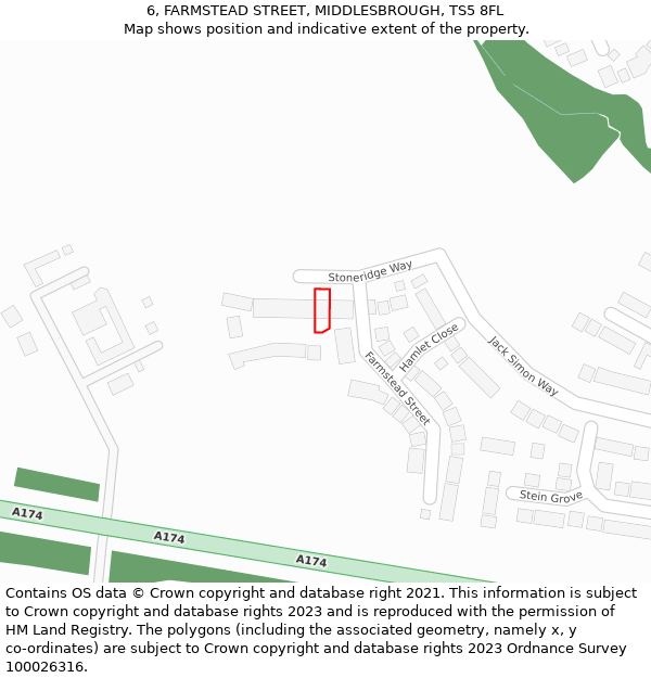 6, FARMSTEAD STREET, MIDDLESBROUGH, TS5 8FL: Location map and indicative extent of plot