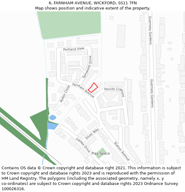 6, FARNHAM AVENUE, WICKFORD, SS11 7FN: Location map and indicative extent of plot