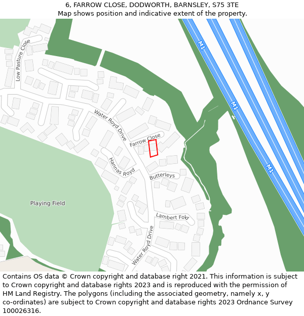 6, FARROW CLOSE, DODWORTH, BARNSLEY, S75 3TE: Location map and indicative extent of plot