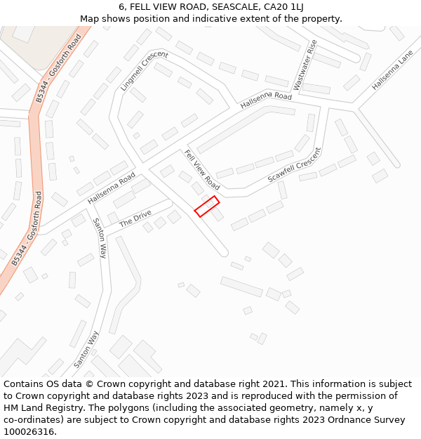 6, FELL VIEW ROAD, SEASCALE, CA20 1LJ: Location map and indicative extent of plot